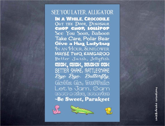 See You Later Alligator Kids Children Poster Digital Print Etsy See You Later Alligator Kids Children Poster Digital Print Etsy