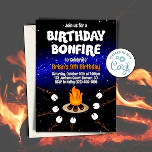 Bonfire Birthday Invitation: Backyard Party, Edit with Corjl