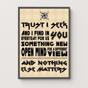 Nothing Else Matters Metallica Print – Rock Music Lyrics Wall Art – Printable Digital Download – Gift for Metallica Fans