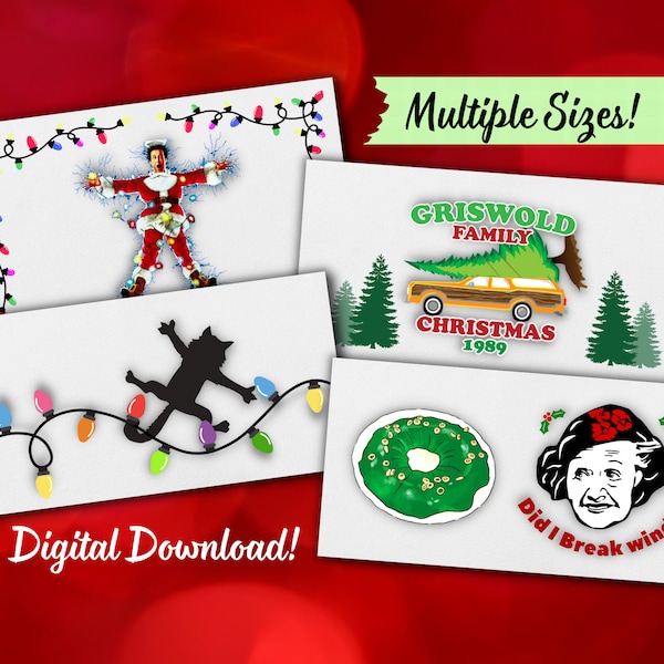 National Lampoon's Christmas Vacation Treat Bag Toppers, Christmas Treat Bag Toppers, Printable Bag Toppers, Instant Download, Holiday Movie