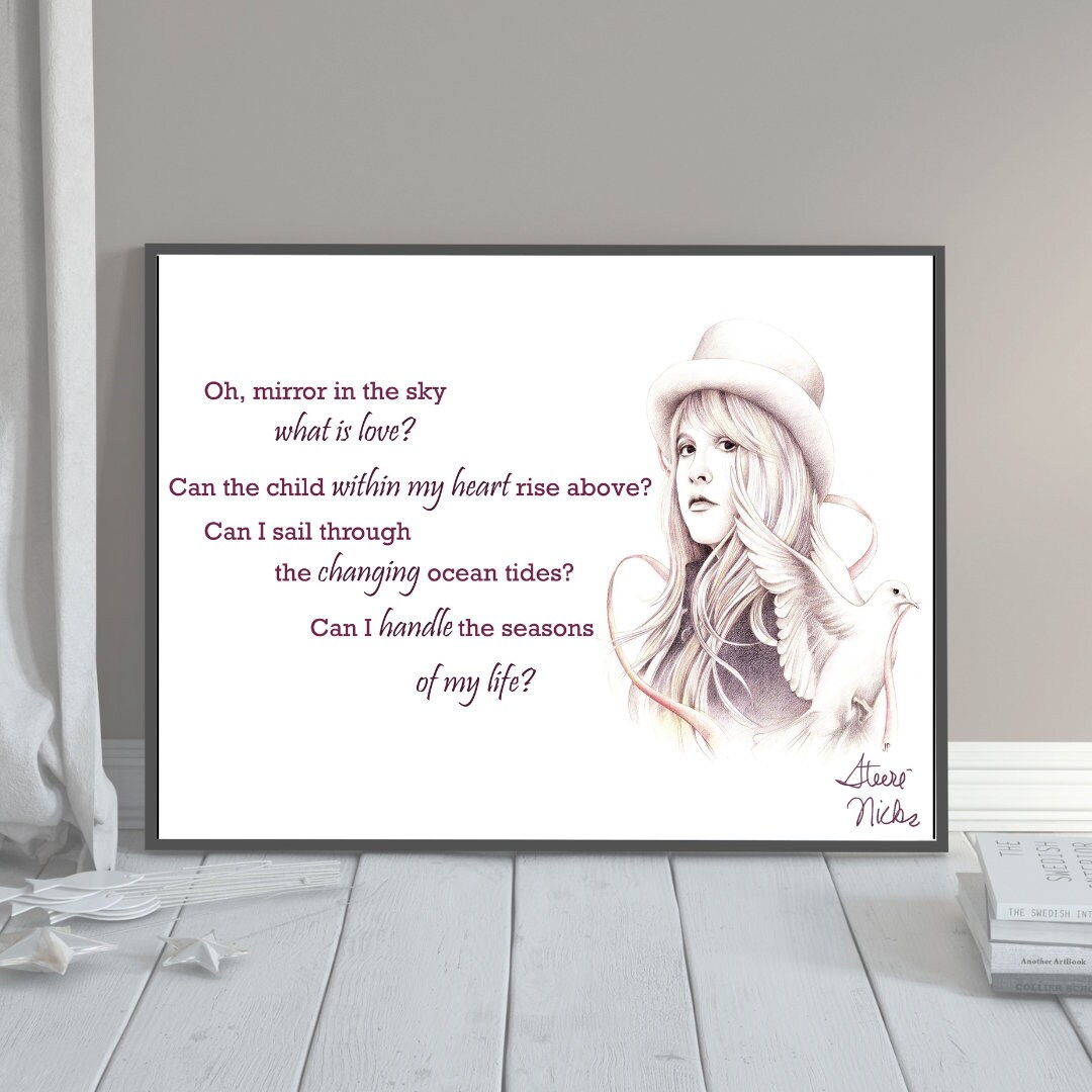 Landslide Lyrics Print, Stevie Nicks Landslide Print, Fleetwood Mac