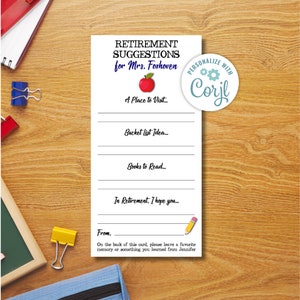 Carte de suggestions pour la retraite - Carte d'activités imprimable pour les fêtes de départ en retraite, des idées drôles et sincères - Téléchargement immédiat