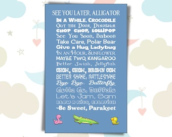 See You Later Alligator Poster, See You Later Print, Childrens Poster, Kids Poster, Digital Download, See You Later Alligator Print