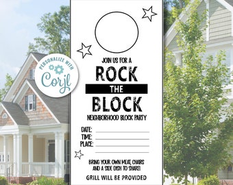 Neighborhood Block Party Door Hanger – Printable Invitation for Community BBQs, Summer Gatherings & Friendly Meetups – Instant Download