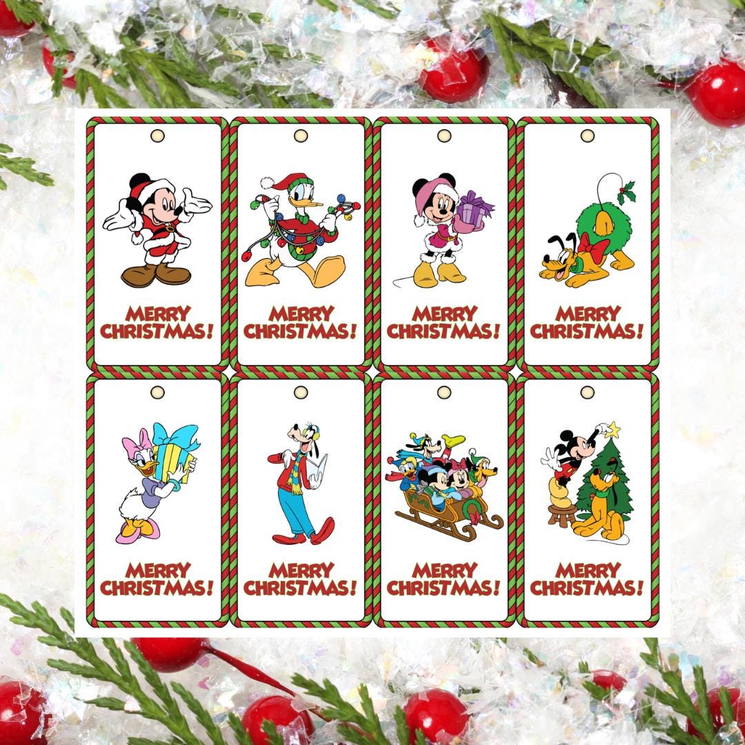 christmas mickey tag - etsy