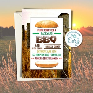 Backyard BBQ Invitation: Editable Cookout Party Invite (Digital Download)