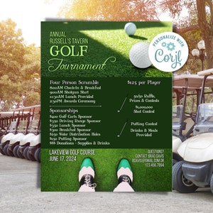 Golf Tournament Flyer – Printable & Editable Event Flyer for Fundraisers, Corporate Outings and Charity Golf Events – Instant Download