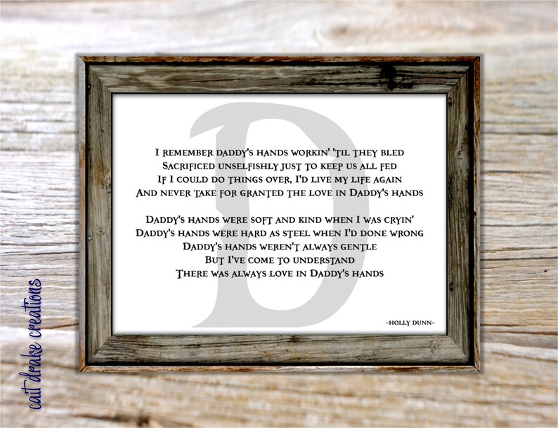 Daddy's Hands Song Lyrics Holly Dunn Print Poster Digital Printable - Etsy