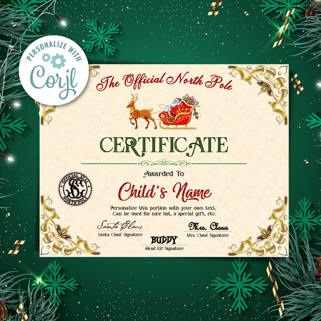 Editable Certificate From Santa Christmas Children Good or Bad Surprise Editable Certificate From Santa Christmas Children Good or Bad Surprise