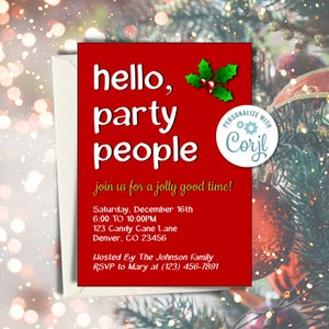 Christmas Party Invitation: Editable Holiday Potluck Invite (Digital)