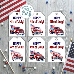 Editable 4th of July Gift Tags, Patriotic Favor Tags – USA Red White Blue Tags – Instant Download – July 4th Party Decor
