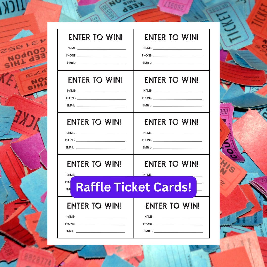 Raffle Ticket Entry Cards Printable • Event Raffle Tickets • Editable ...