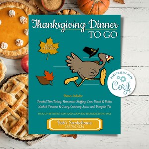 Thanksgiving Dinner To Go Flyer – Printable & Editable Flyer for Holiday Takeout, Family Meals and Catering Orders – Instant Download