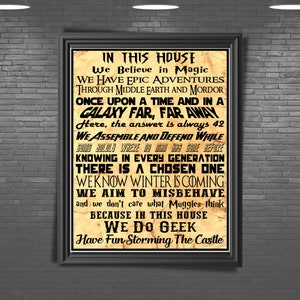 In This House We Do Geek Print: Movie & Magic Quotes Poster (Digital Download)