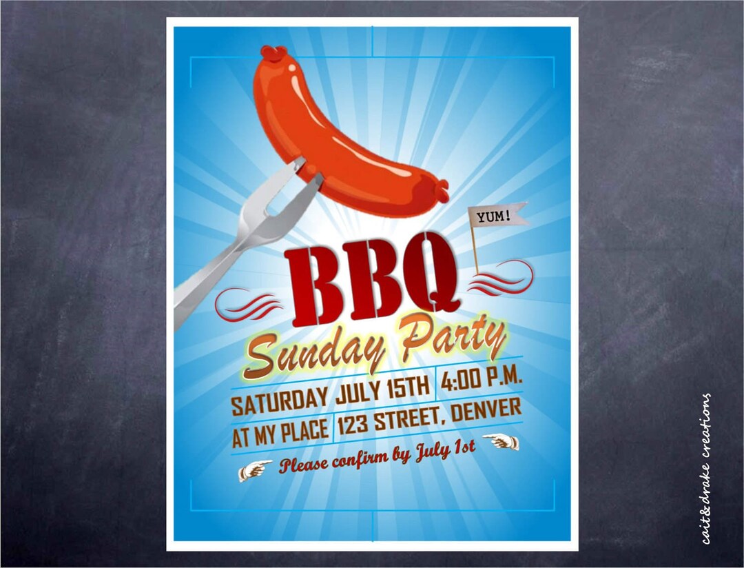 BBQ Barbeque Summer Party Flyer Invitation Printable Print - Etsy