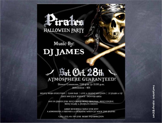 Pirate Halloween Party Costume Contest Flyer Digital Print Etsy