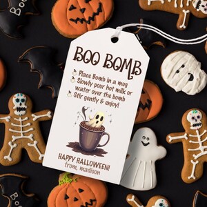 Boo Bomb Geschenkanhänger: Halloween Hot Cocoa Bomb Geschenkanhänger (druckbar, Sofort Download)