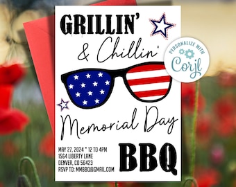 Memorial Day BBQ Invitation: Grillin&#39; & Chillin&#39; (Edit with Corjl)