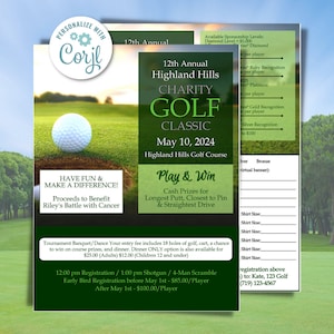 Golf Tournament Flyer – Printable & Editable Event Flyer for Fundraisers, Corporate Outings and Charity Golf Events – Instant Download