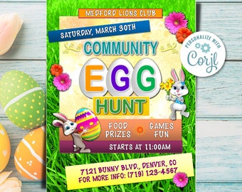 Easter Egg Hunt Flyer: Community Event Invitation (Digital Download)
