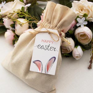 Easter Gift Tags, Happy Easter Gift Tags, Bunny Ears Gift Tags, Holiday Gift Tags, Bunny Gift Tags, Easter Labels, Instant Download, Easter