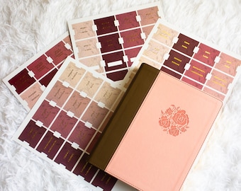 Bible Tabs – Burgundy Bloom Gold Foil Design
