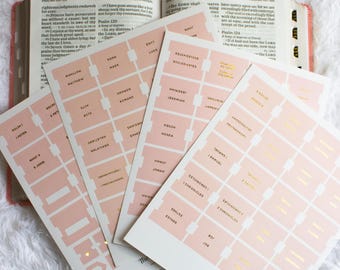 Vintage Blush Pink Gold Foil Bible Tabs for Easy Application Durable