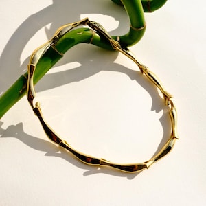 2-in-1 Gold Bamboo Gold Chain Chocker | Necklace Convertible to Two Bracelets