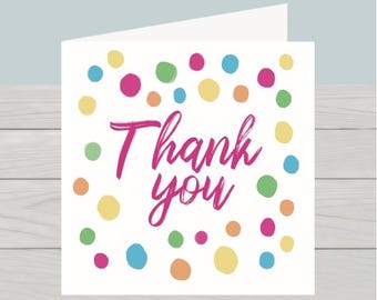 Multicoloured Dots Thank You Card: Original Design, Kraft Envelope