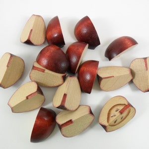 Apple Slices Split Painted Wood Red Cherry 1 1/4 Long Wood Miniatures 20 Pieces image 3