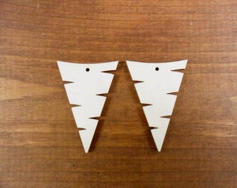 Triangle Earring Blanks 1 7/8" H x 1 3/8" W Laser Cut Wood Shapes