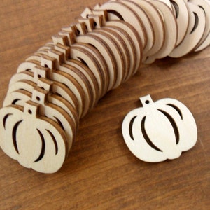 Wood Pumpkins Earrings Blanks 1 1/4&quot; H x 1 1/4&quot; W x 1/8&quot; Laser Cut Shapes - 12 Pieces