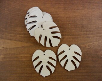 Monstera Leaf Wood Earring Blanks 1" or 2" H Select a Size Laser Cut Shapes