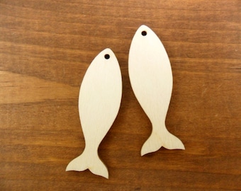 Fish Earrings 2" Laser Cut Wood- 12 Pieces