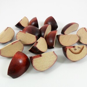Apple Slices Split Painted Wood Red Cherry 1 1/4 Long Wood Miniatures 20 Pieces image 2