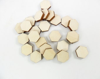Wood Hexagon 10mm Stud Earrings Blanks - 25 Pieces