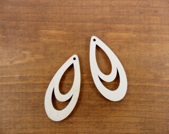 Teardrop Earrings Wood Blanks 2" H x 15/16" W x 1/8" Laser Cut