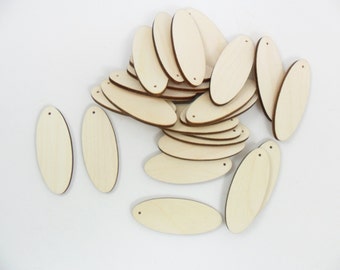 Wood Oval Earring Blanks 2 1/2" x 3/4" x 1/8" Laser Cut Shapes