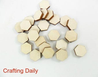 Wood Hexagon Stud Earring Blanks Laser Cut Shapes