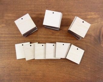 Wood Earring Square Blanks 1" x 1/8" Thick Shapes - 25 Pieces