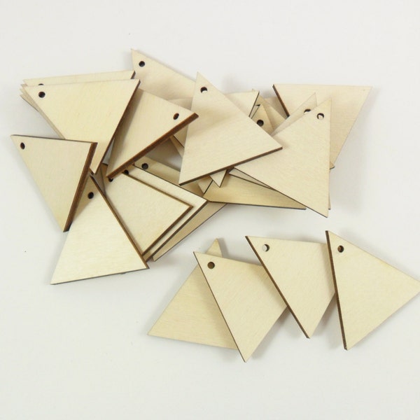 25 Wood Triangles 1 1/2" x 1 5/8" x 1/8" One Hole Unfinished Laser Cut Isosceles Triangle Pendant Earring Shapes Jewelry Making Shapes