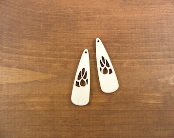 Teardrop Dangle Earrings with Cutouts 2" x 5/8" x 1/8" Laser Cut