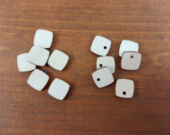Square Stud Earring Blanks Bowed 1/2" x 1/8" Laser Cut Wood - Select hole OR no hole