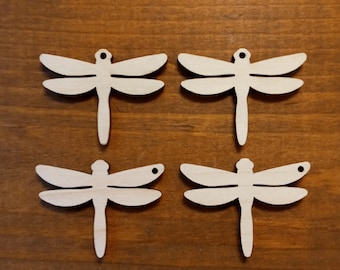 Dragonfly Earring 1 1/8" high OR 1 1/2" high Laser Cut Wood - 20 Pieces - Select Size and Hole Placement