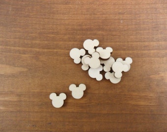 Mouse Head Stud Earring 12mm Laser Cut Wood - 25 Pieces