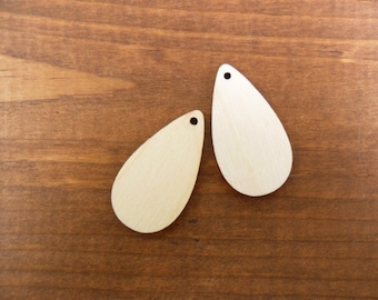 Teardrop Earring Blanks 1 1/2" H x 13/16" W x 1/8" Laser Cut Wood Shapes