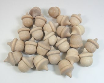 Wood Acorns 1 3/8" x 1" - 20 Pieces