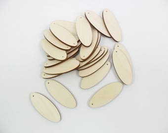 Wood Oval Earring Blanks 2" x 3/4" x 1/8" Laser Cut Shapes - 12 Pieces