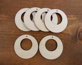 Wood Earring Circle 10 Pieces 2 1/2" x 1/8" Laser Cut