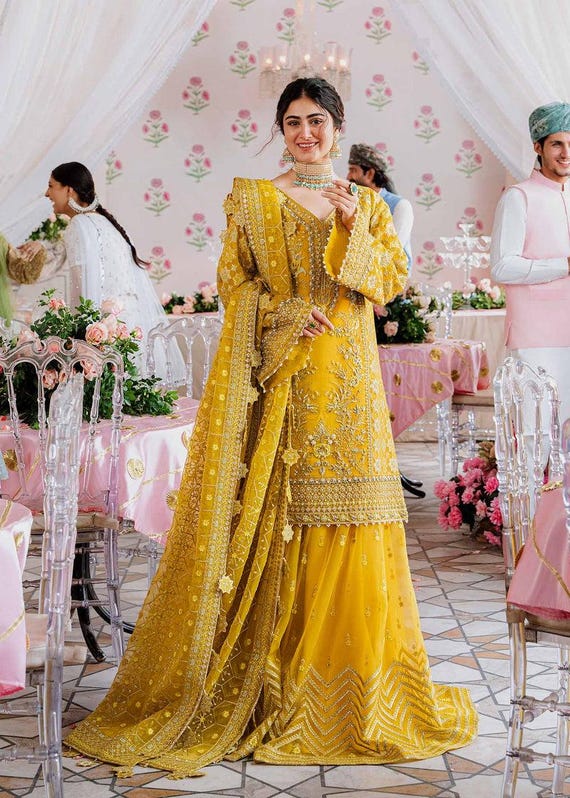 open lace back dress Shehernaz Pakistani indian wedding bridal dresses mehndi nikkah eid formal party  outfits usa uk  Pakistani Designer Dresses